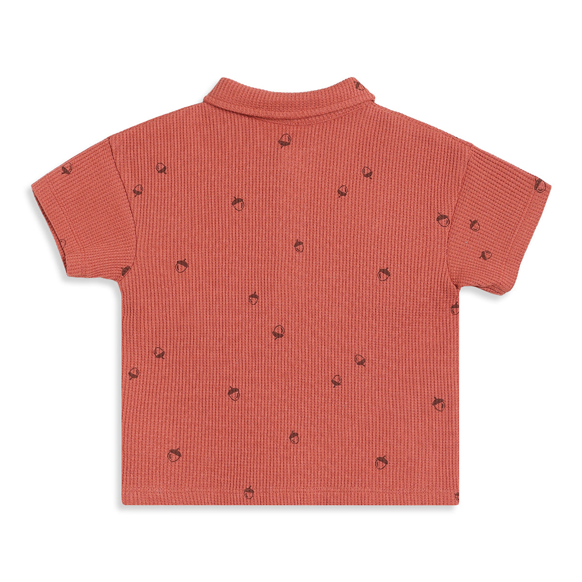 Baby Boys Rust Brown Cotton Waffle Polo T-Shirt Regular Fit Casual Wear