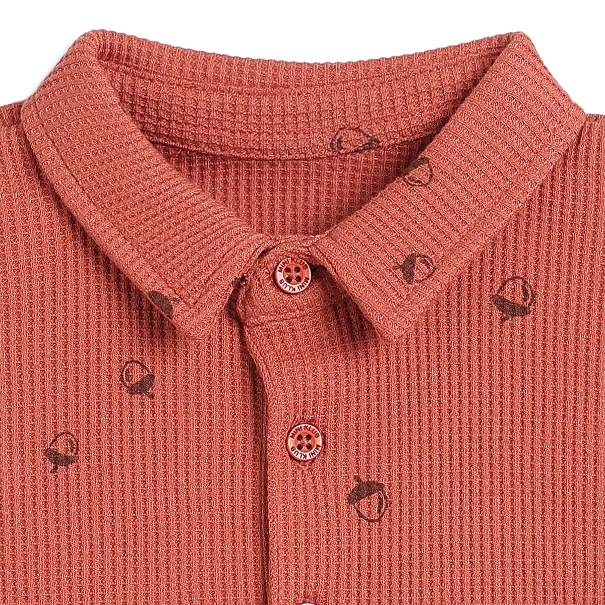 Baby Boys Rust Brown Cotton Waffle Polo T-Shirt Regular Fit Casual Wear