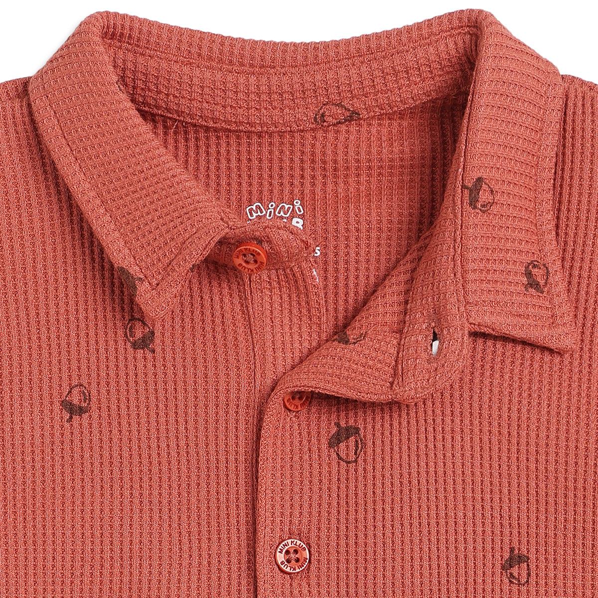 Baby Boys Rust Brown Cotton Waffle Polo T-Shirt Regular Fit Casual Wear