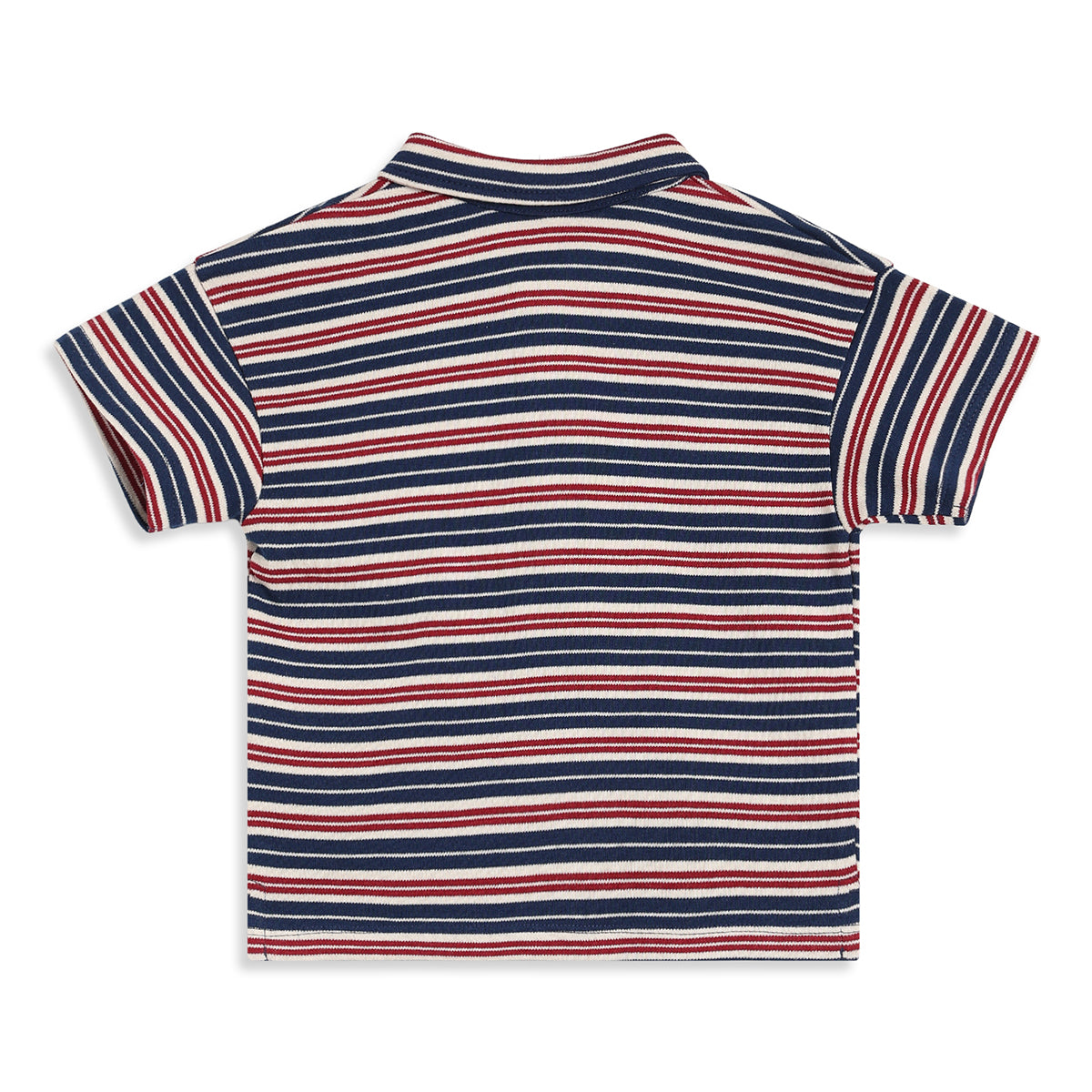 Baby Boys Navy Blue, White & Red Striped Cotton Polo T-Shirt Regular Fit Casual Wear