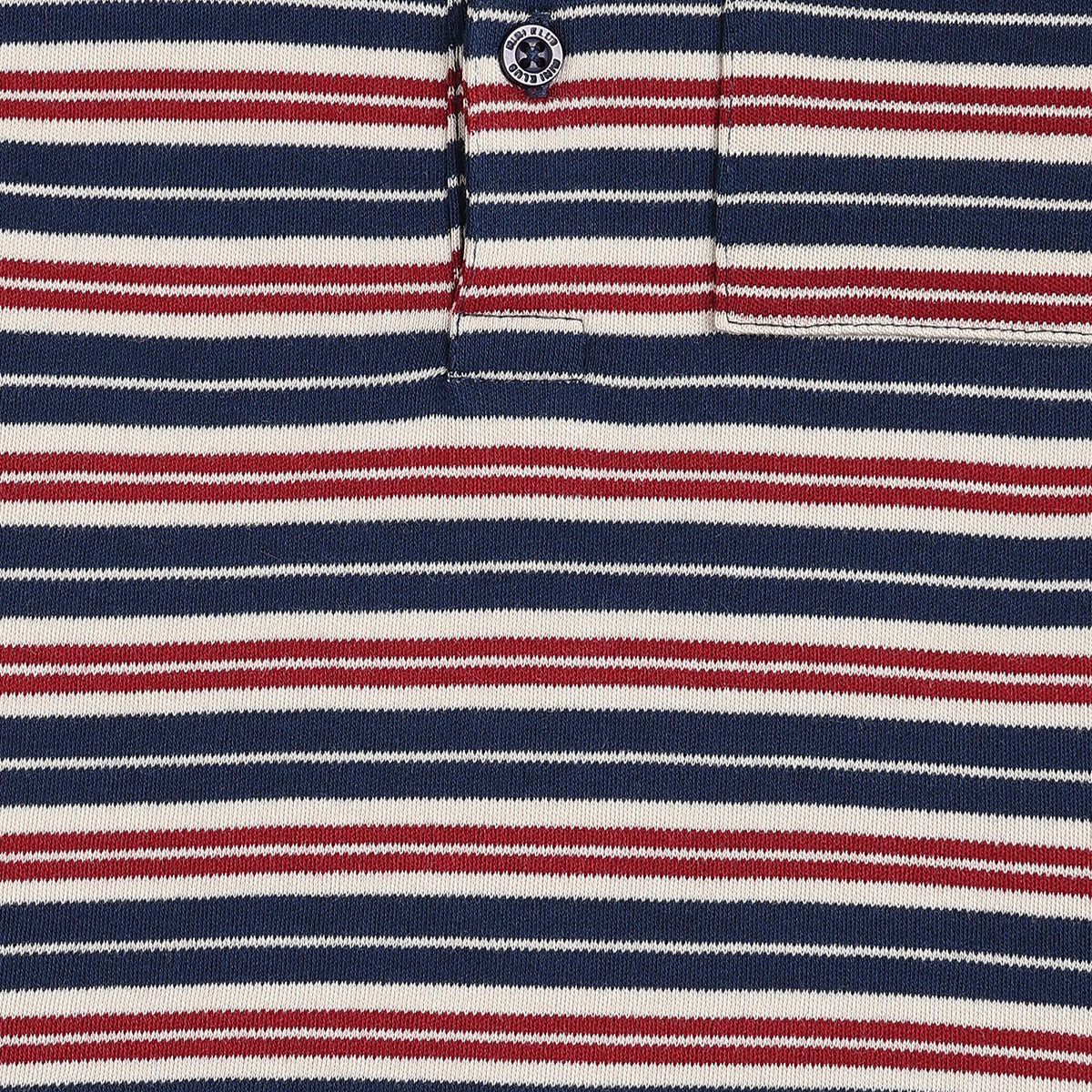 Baby Boys Navy Blue, White & Red Striped Cotton Polo T-Shirt Regular Fit Casual Wear