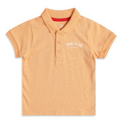 Baby Boys Peach Cotton Polo Neck Regular Fit T-Shirt
