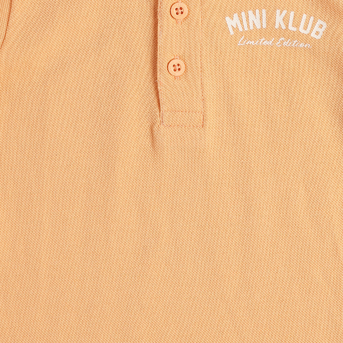 Baby Boys Peach Cotton Polo Neck Regular Fit T-Shirt