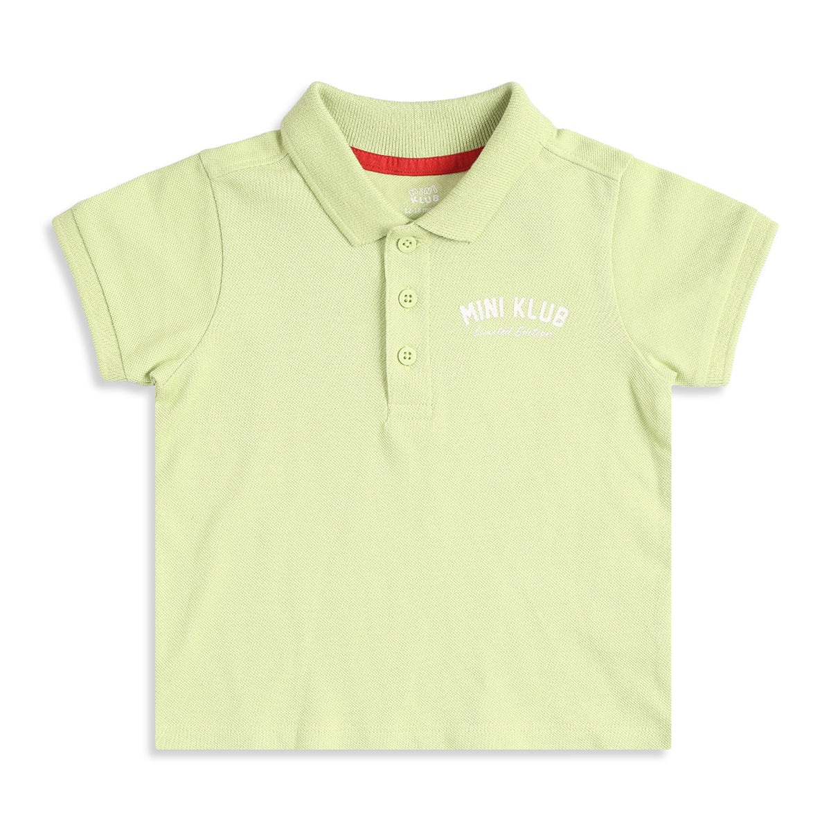 Baby Boys Light Green Cotton Polo Neck Regular Fit T-Shirt
