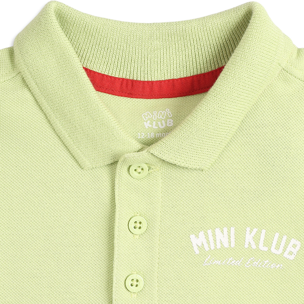 Baby Boys Light Green Cotton Polo Neck Regular Fit T-Shirt