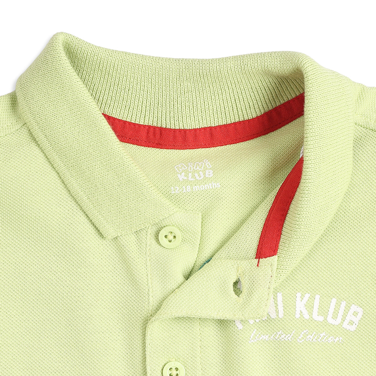 Baby Boys Light Green Cotton Polo Neck Regular Fit T-Shirt