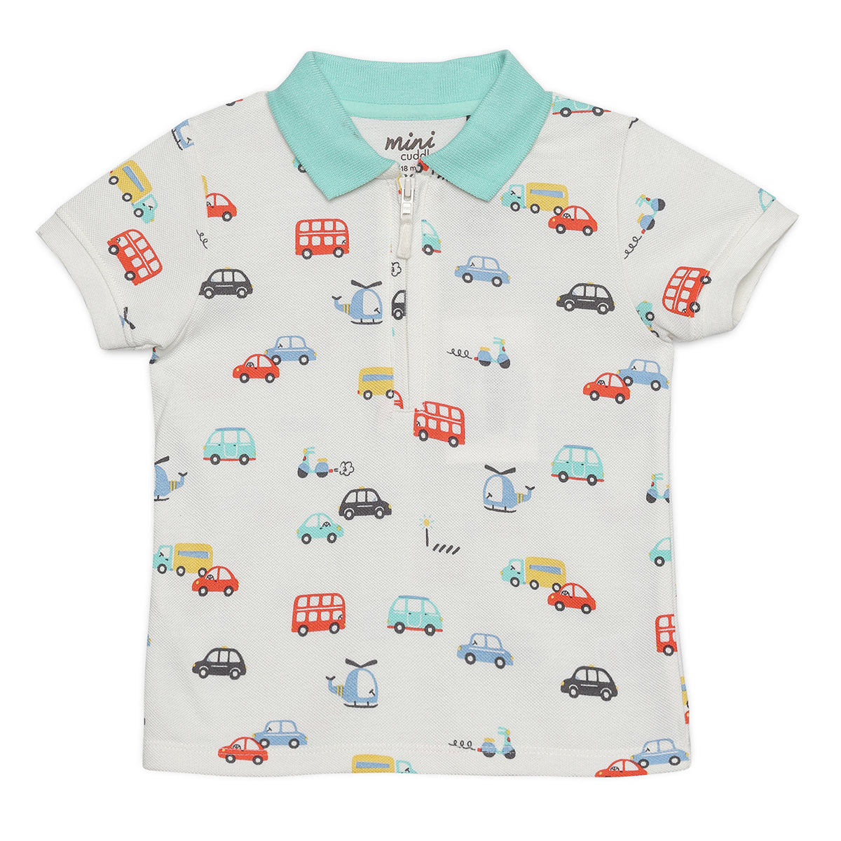 Baby Boys All-Over Vehicle Printed Polo T-Shirt, Multicolour