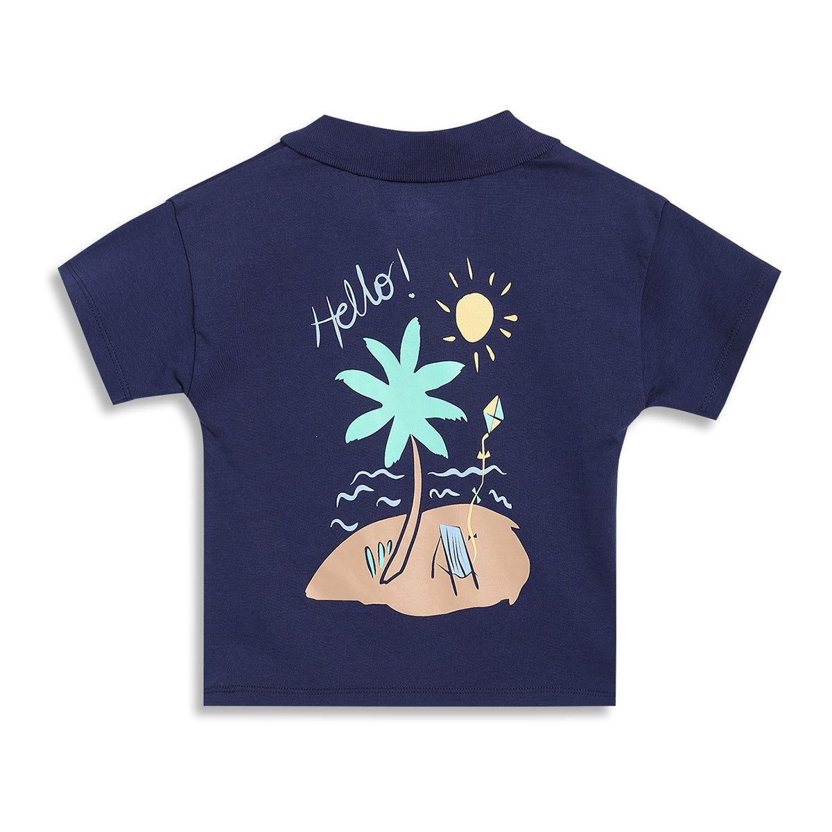 Baby Boys Printed Polo T-Shirt, Navy Blue