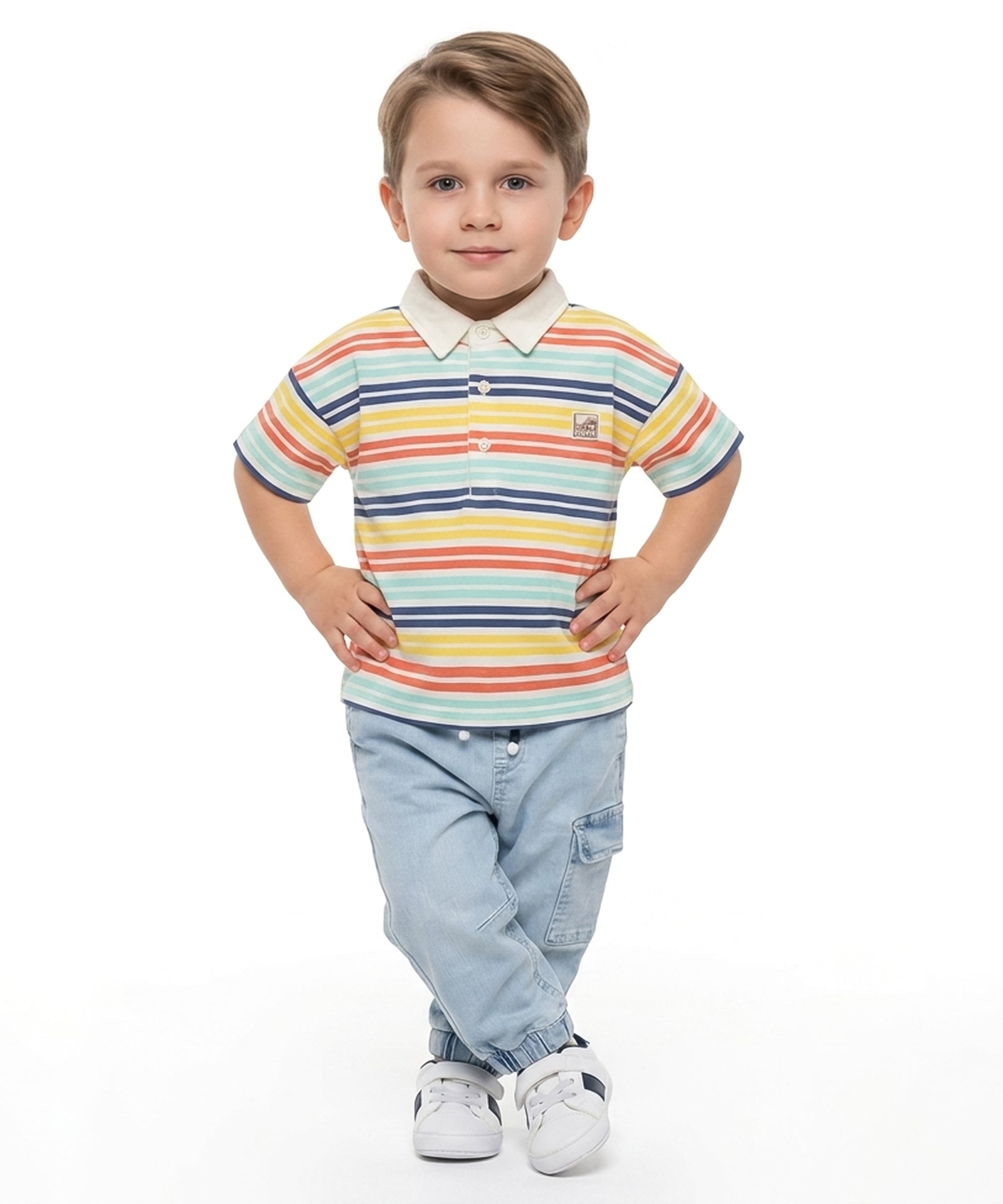 Baby Boys Striped Polo T-Shirt, Multi Colour