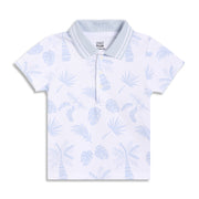 Baby Boys Tropical Print Polo T-Shirt, White and Light Blue