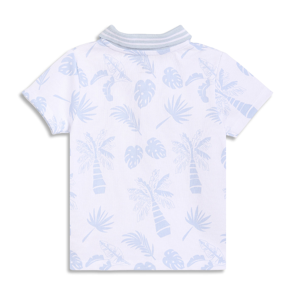 Baby Boys Tropical Print Polo T-Shirt, White and Light Blue