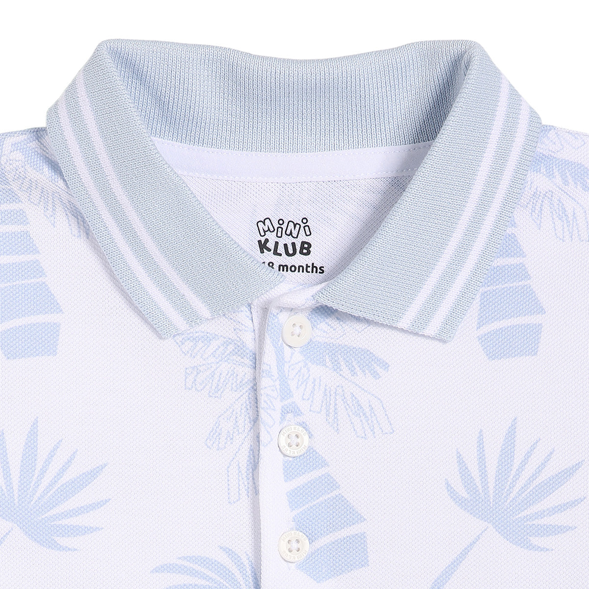 Baby Boys Tropical Print Polo T-Shirt, White and Light Blue