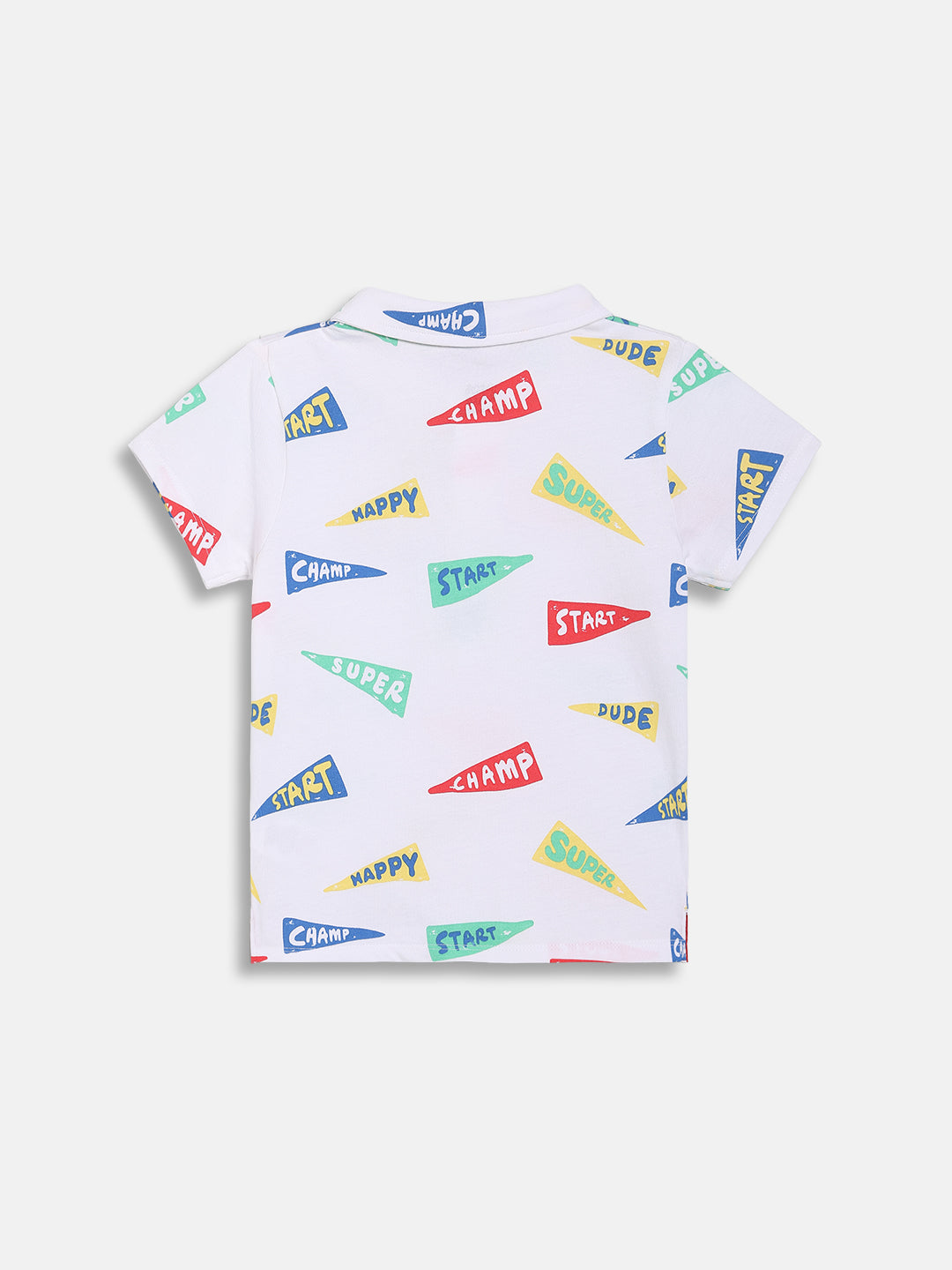 Baby Boys All-Over Printed Polo T-Shirt, White with Red, Blue, Green and Yellow