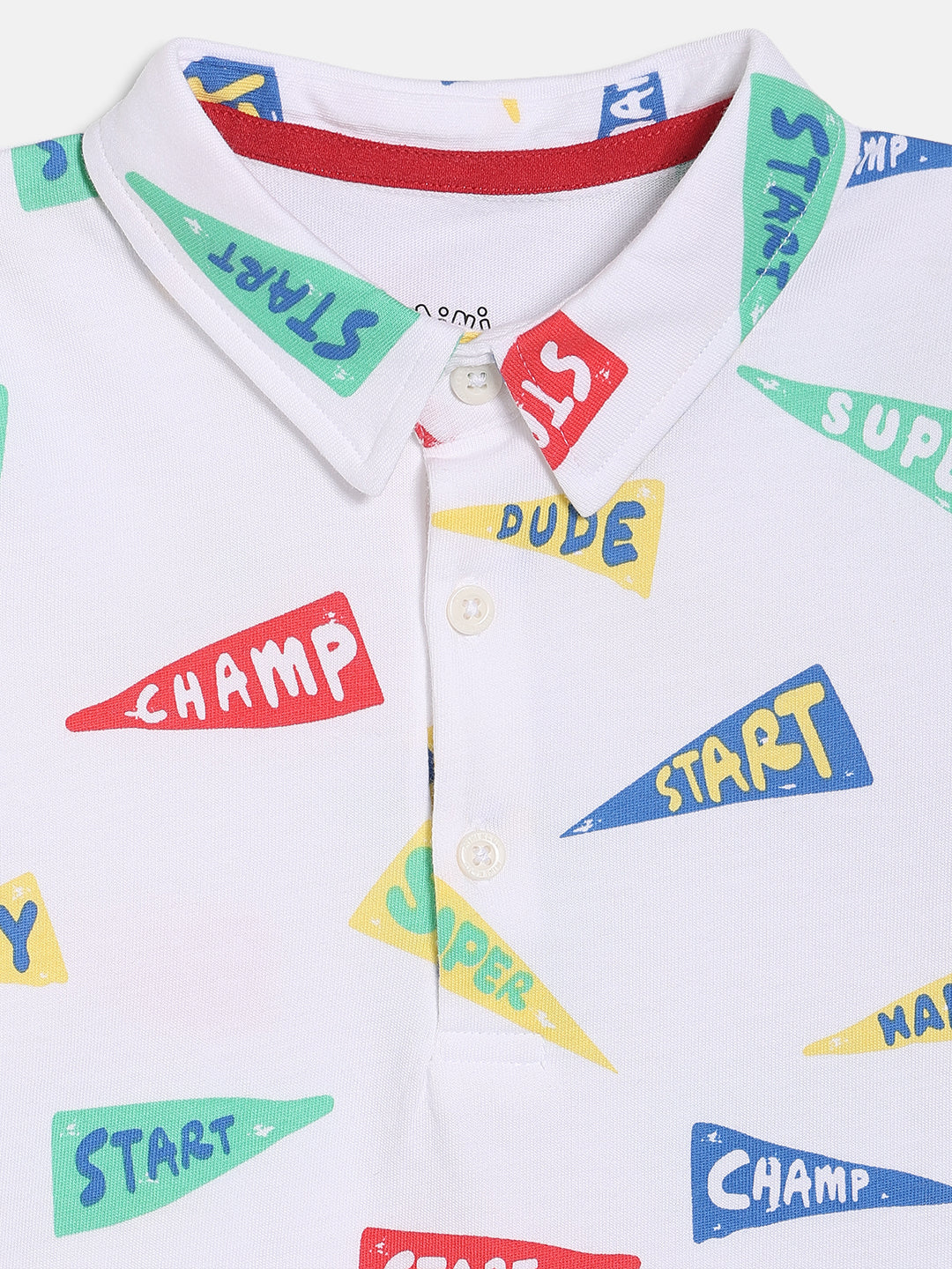 Baby Boys All-Over Printed Polo T-Shirt, White with Red, Blue, Green and Yellow
