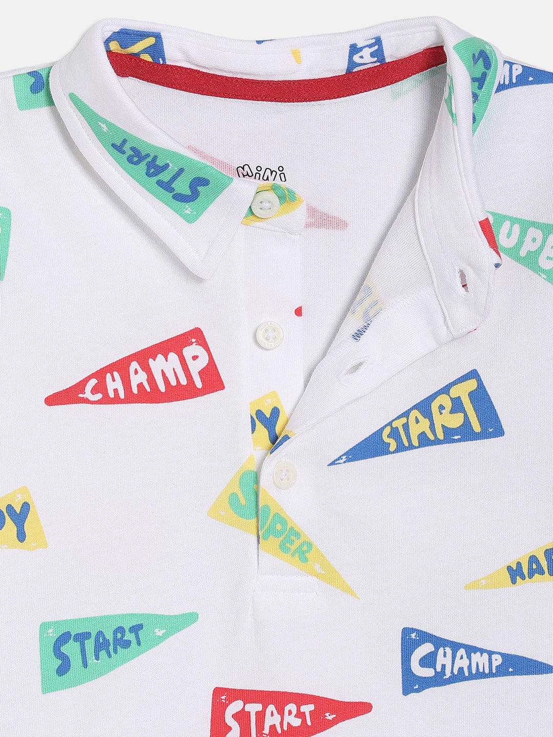 Baby Boys All-Over Printed Polo T-Shirt, White with Red, Blue, Green and Yellow