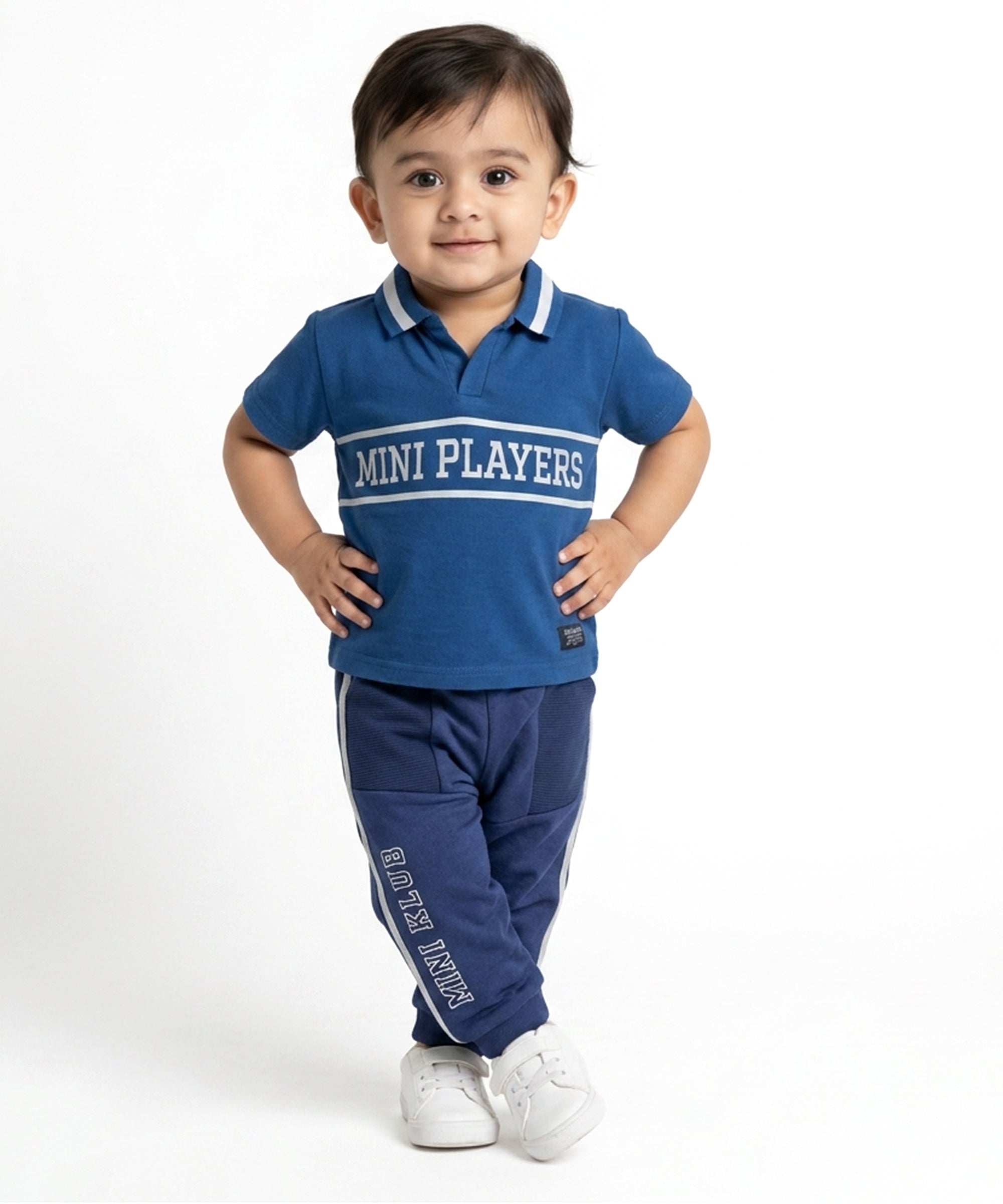 Baby Boys Typography Print Polo T-Shirt, Blue