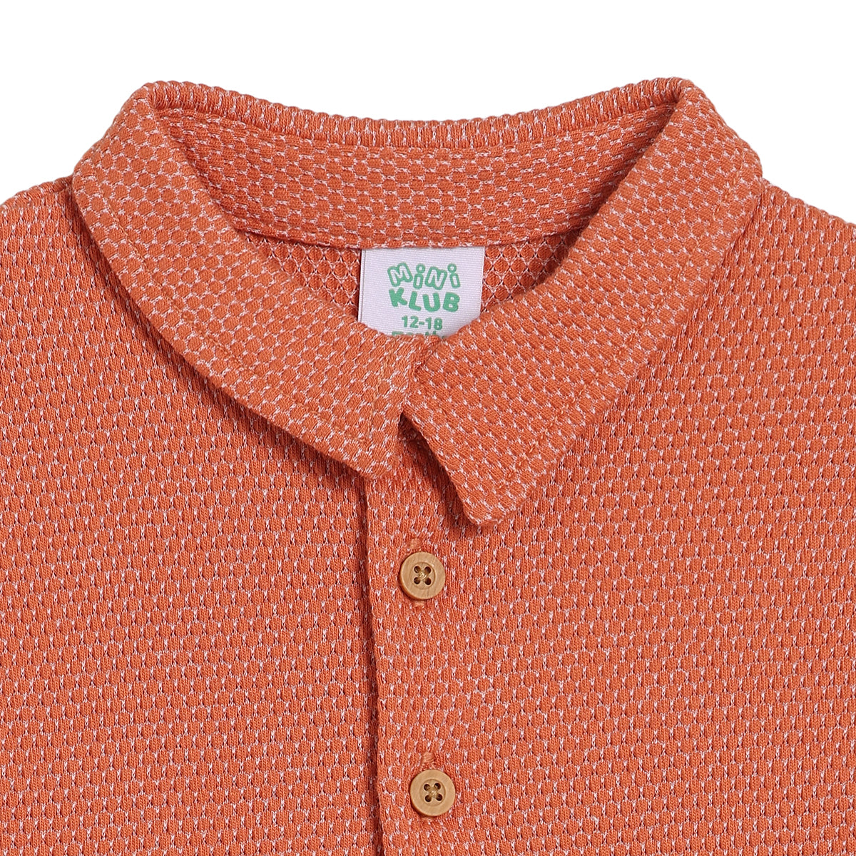 Baby Boys Self Design Polo T-Shirt, Orange