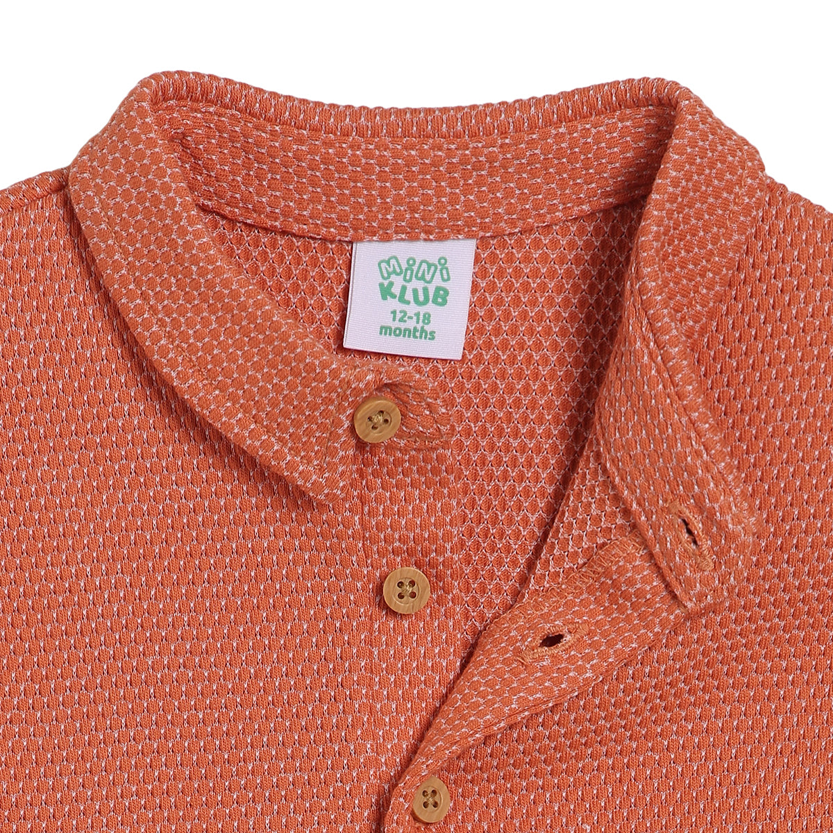 Baby Boys Self Design Polo T-Shirt, Orange