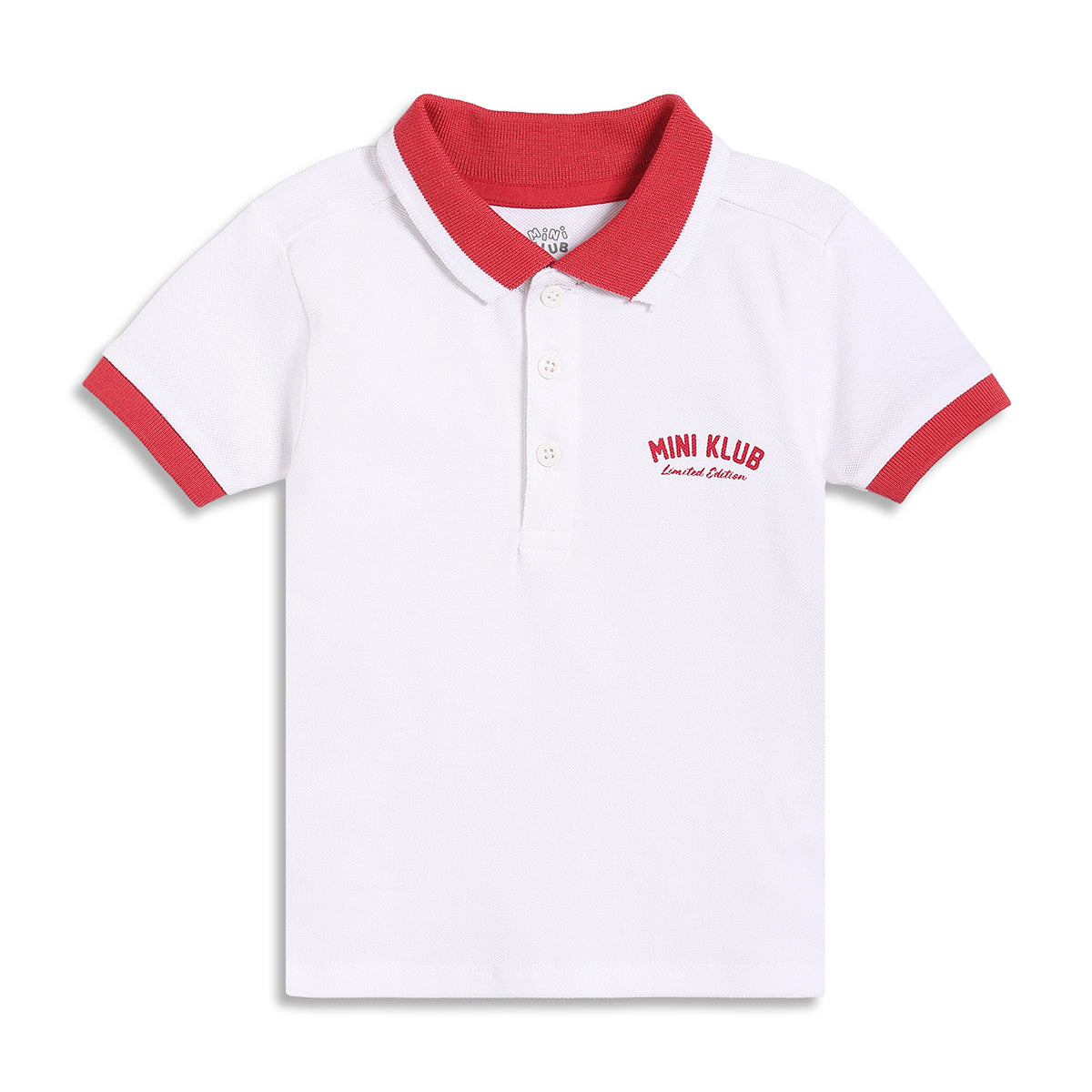 Baby Boys Solid Polo T-Shirt, White and Red
