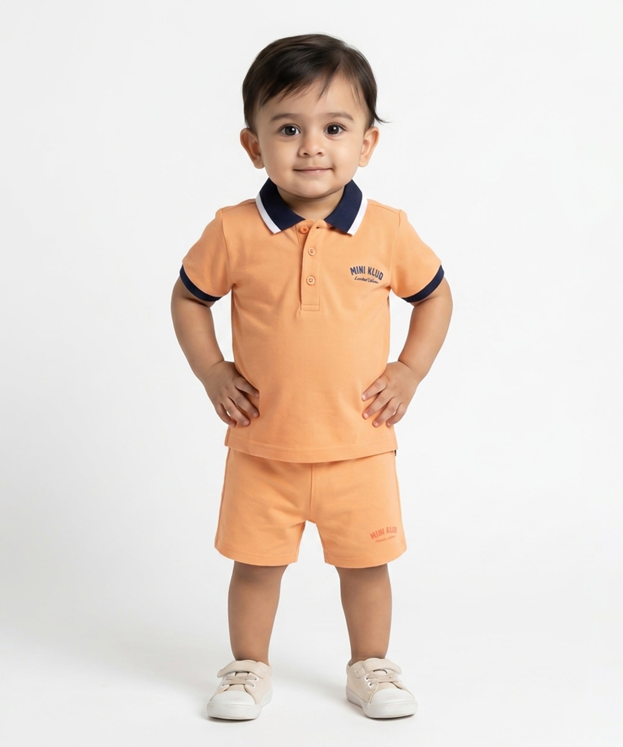 Baby Boys Printed Polo T-Shirt, Orange
