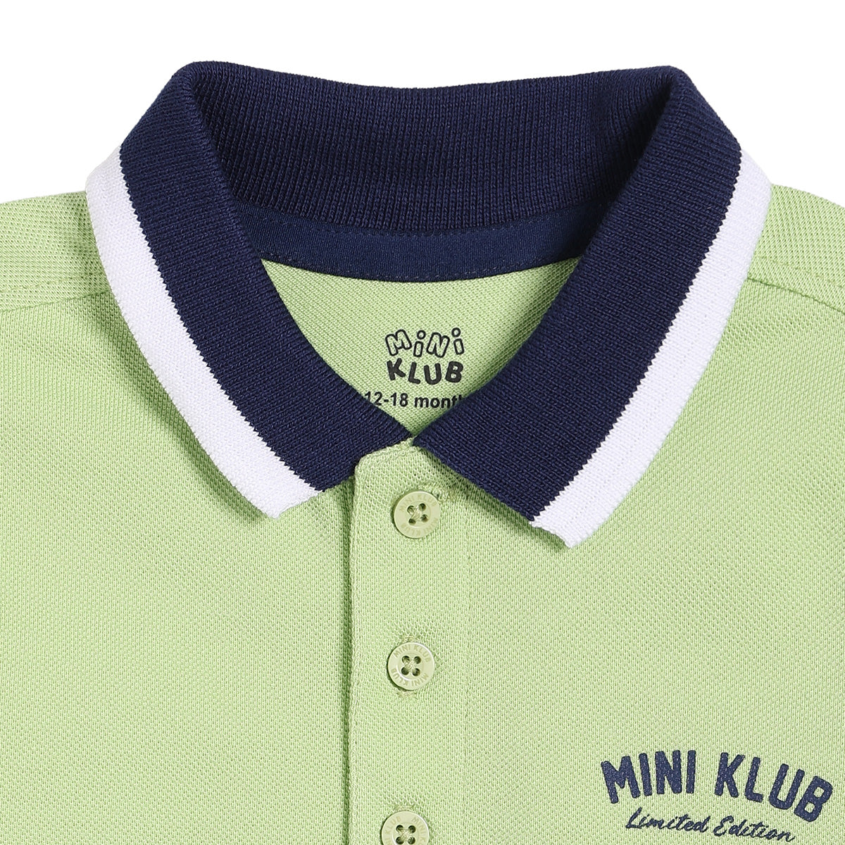 Baby Boys Solid Polo T-Shirt, Light Green and Navy Blue