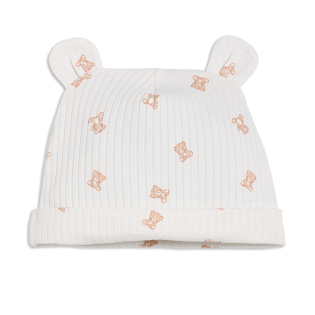 Baby Boys Teddy Print Sleepsuit with Cap and Blanket Set, Blue & Cream