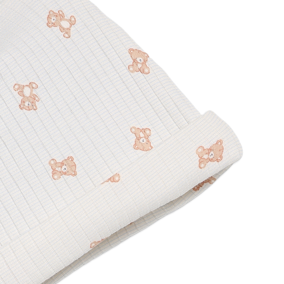 Baby Boys Teddy Print Sleepsuit with Cap and Blanket Set, Blue & Cream