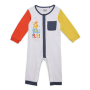 Baby Boys “You Play” Printed Romper with Contrast Sleeves, Multicolour