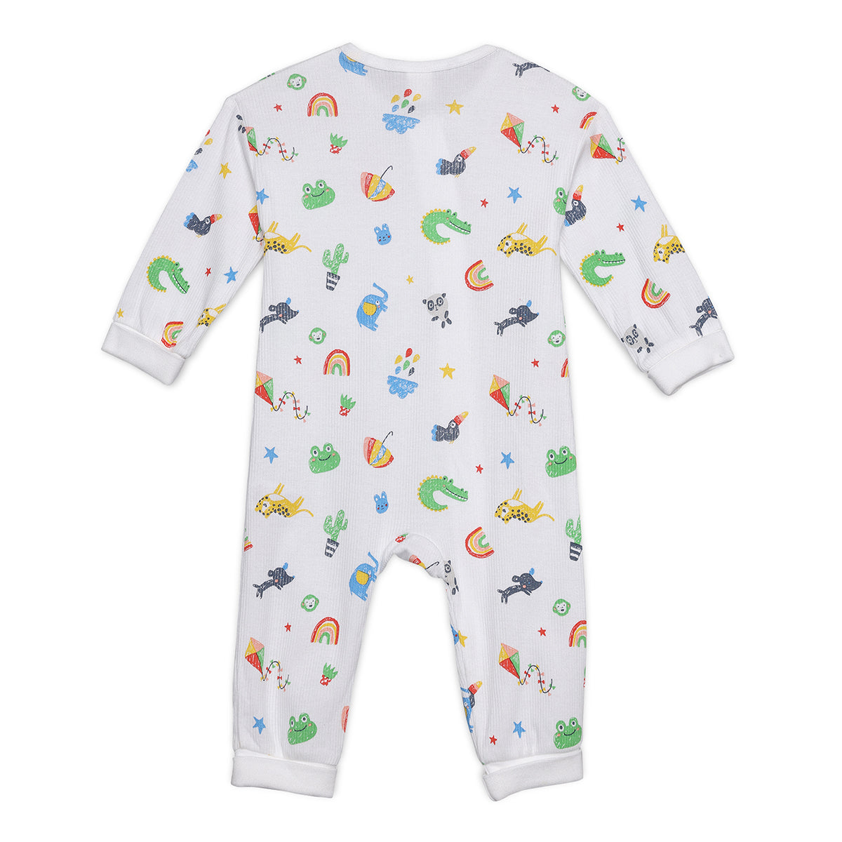 Baby Boys All-Over Animal & Rainbow Printed Romper, Multicolour