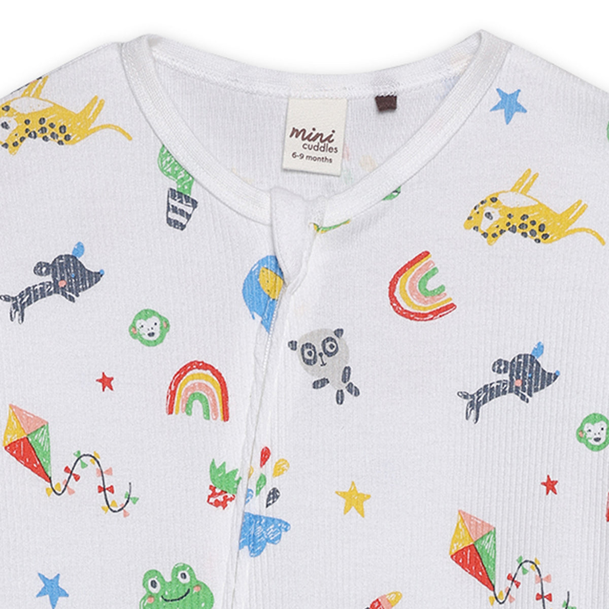 Baby Boys All-Over Animal & Rainbow Printed Romper, Multicolour