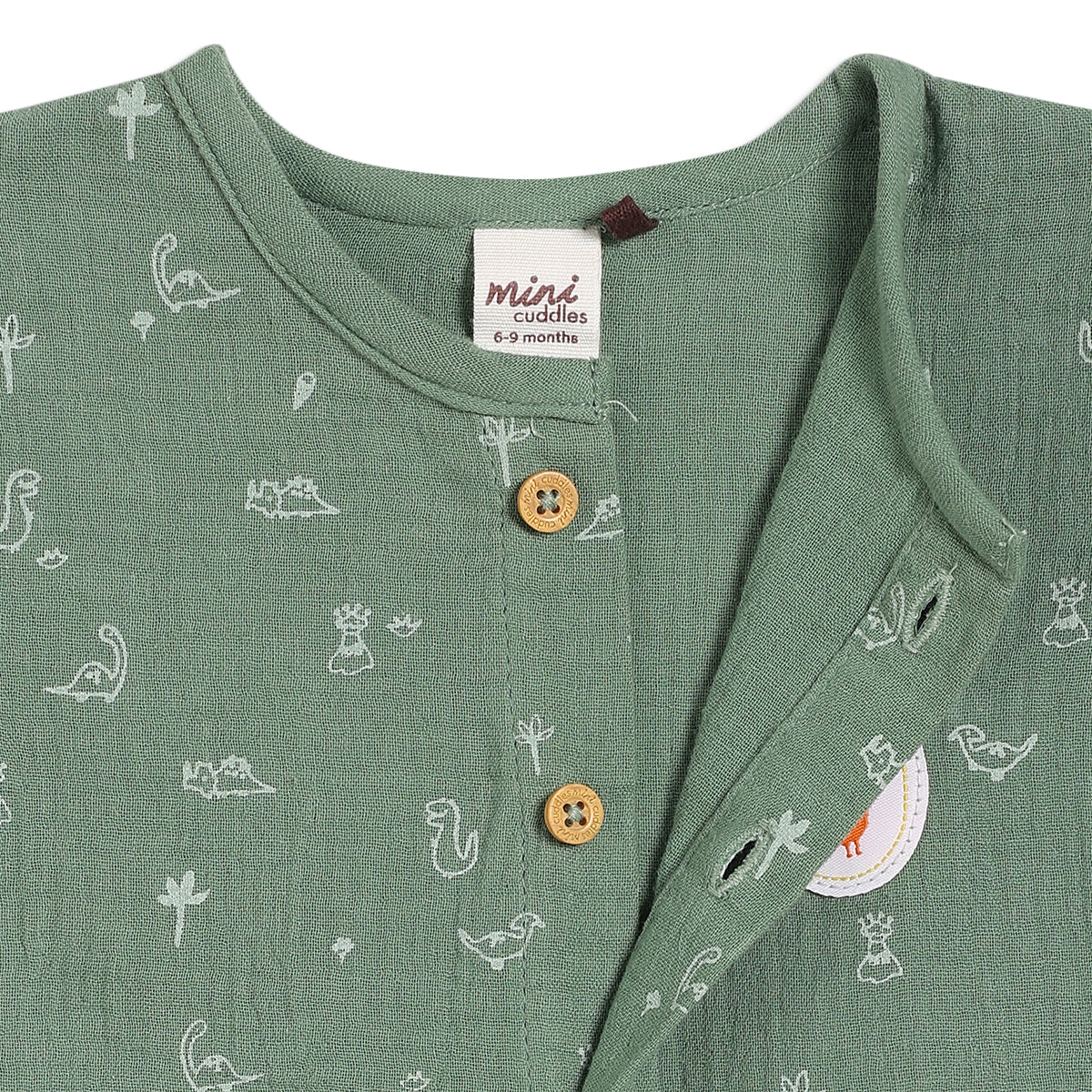 Baby Boys Dinosaur Print Romper, Green