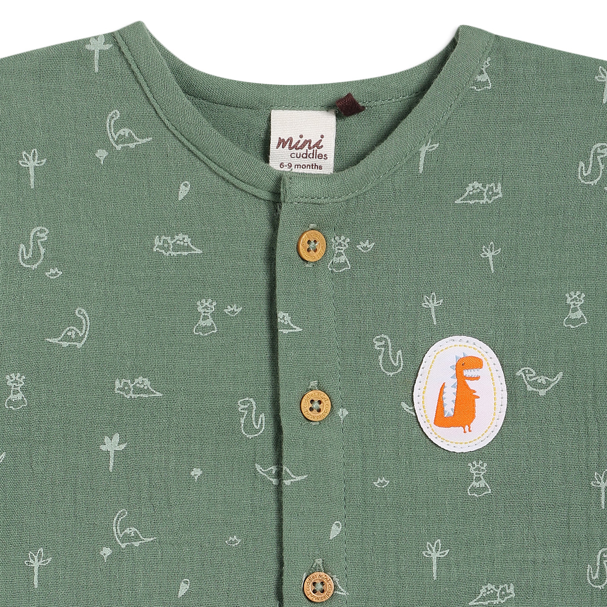 Baby Boys Dinosaur Print Romper, Green