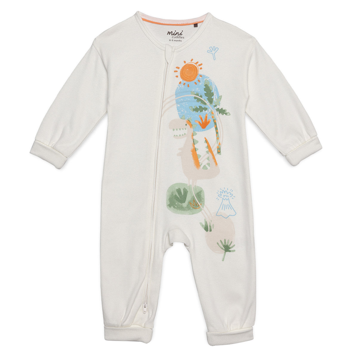 Baby Boys Dinosaur Print Sleepsuit, Off White