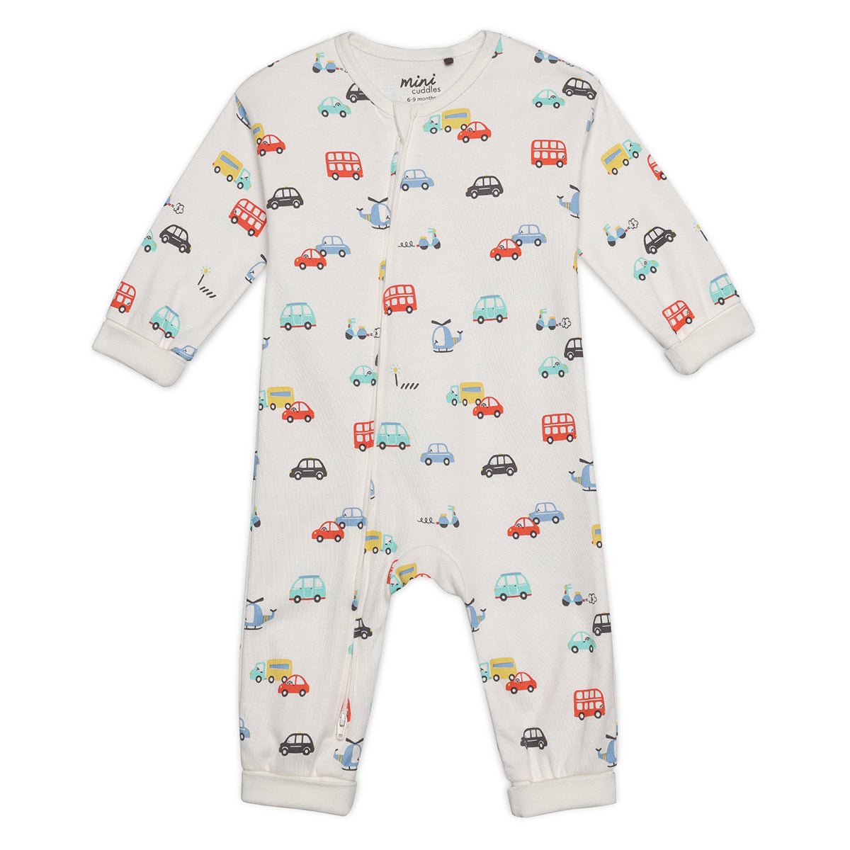 Baby Boys All-Over Vehicle Printed Romper, Multicolour