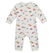 Baby Boys All-Over Vehicle Printed Romper, White
