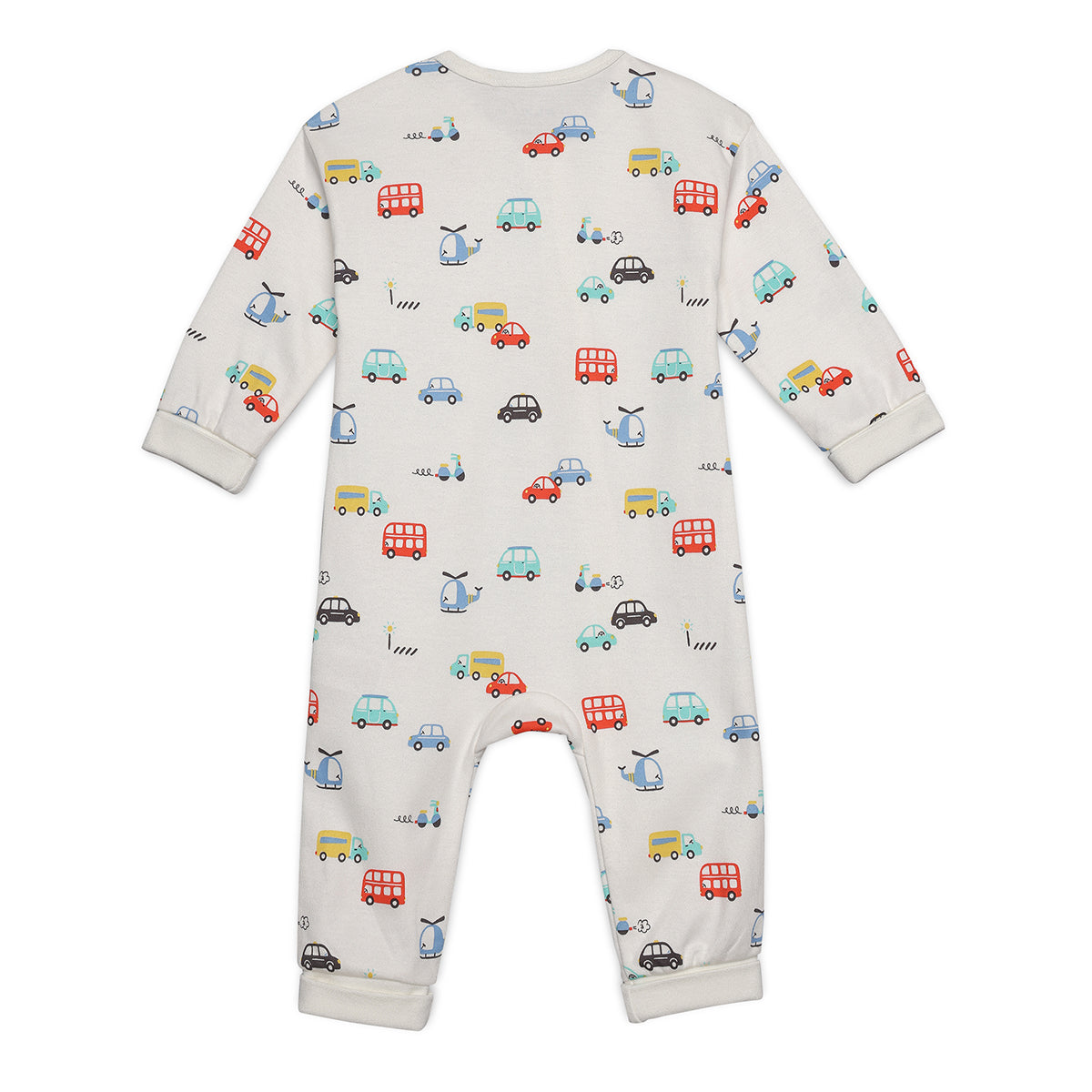 Baby Boys All-Over Vehicle Printed Romper, White