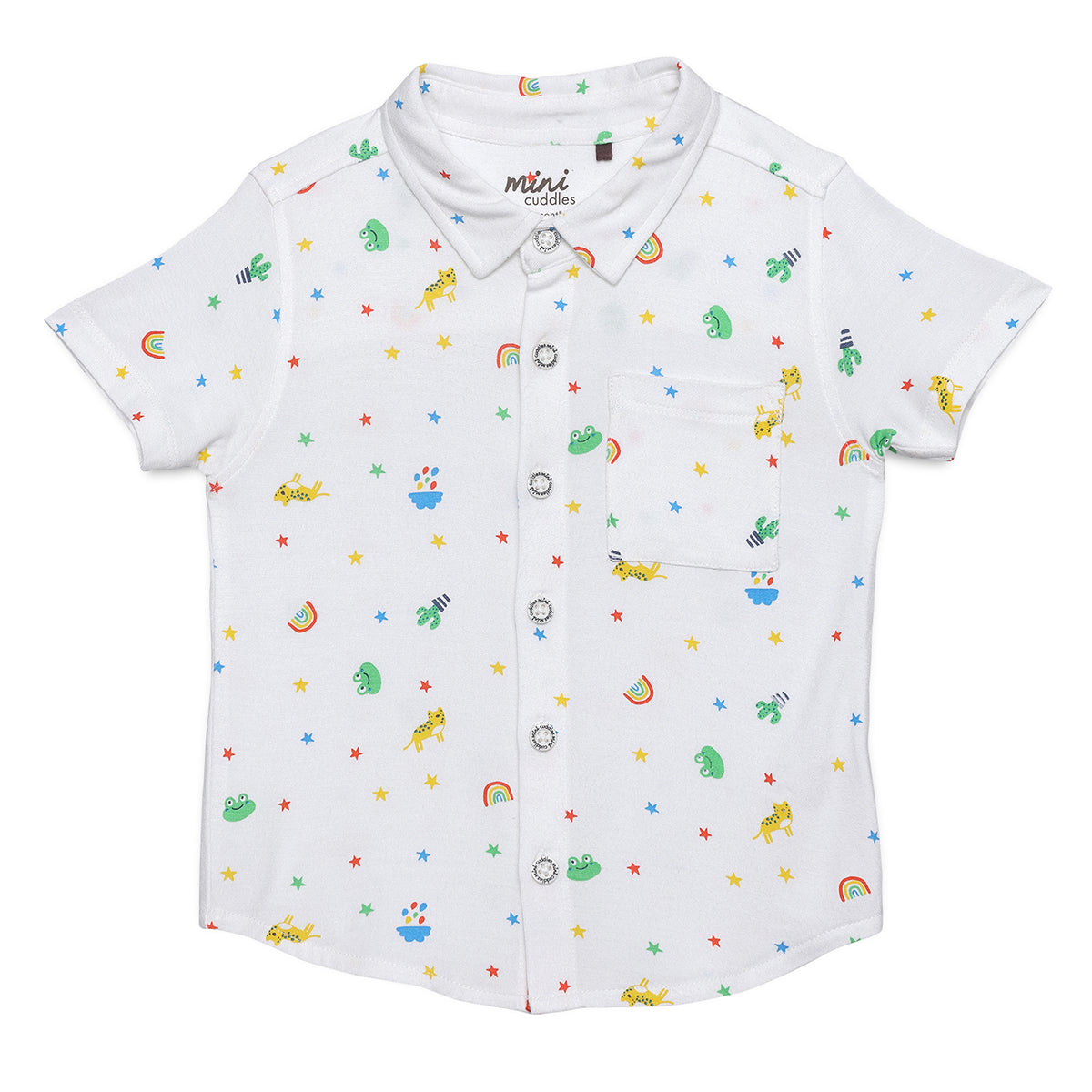 Baby Boys All-Over Animal & Star Printed Shirt, Multicolour