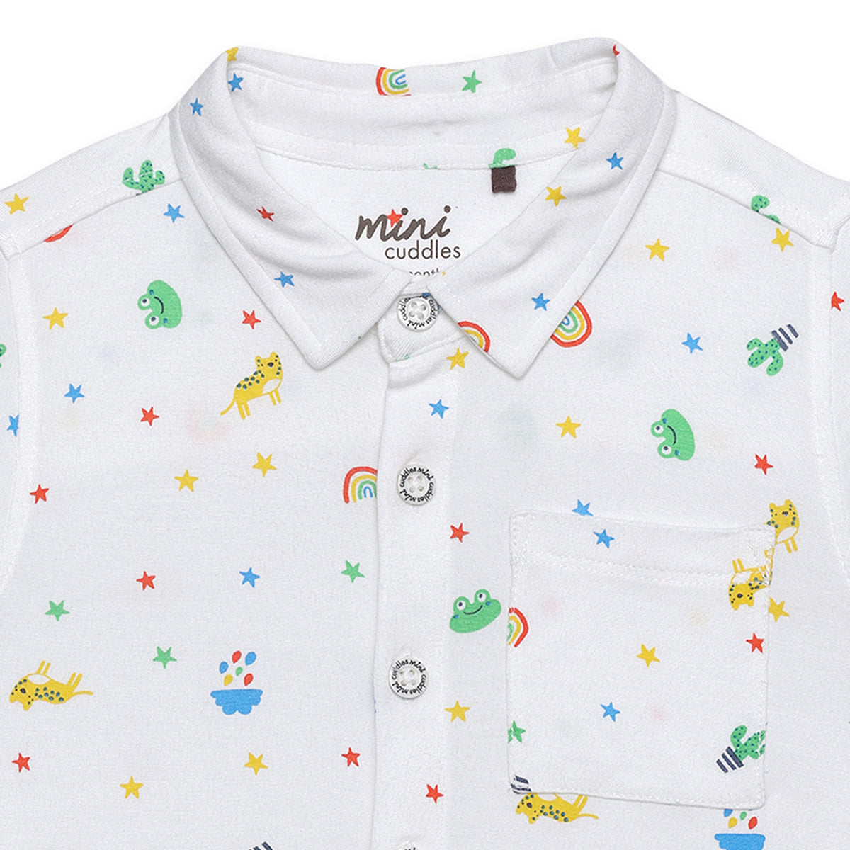 Baby Boys All-Over Animal & Star Printed Shirt, Multicolour