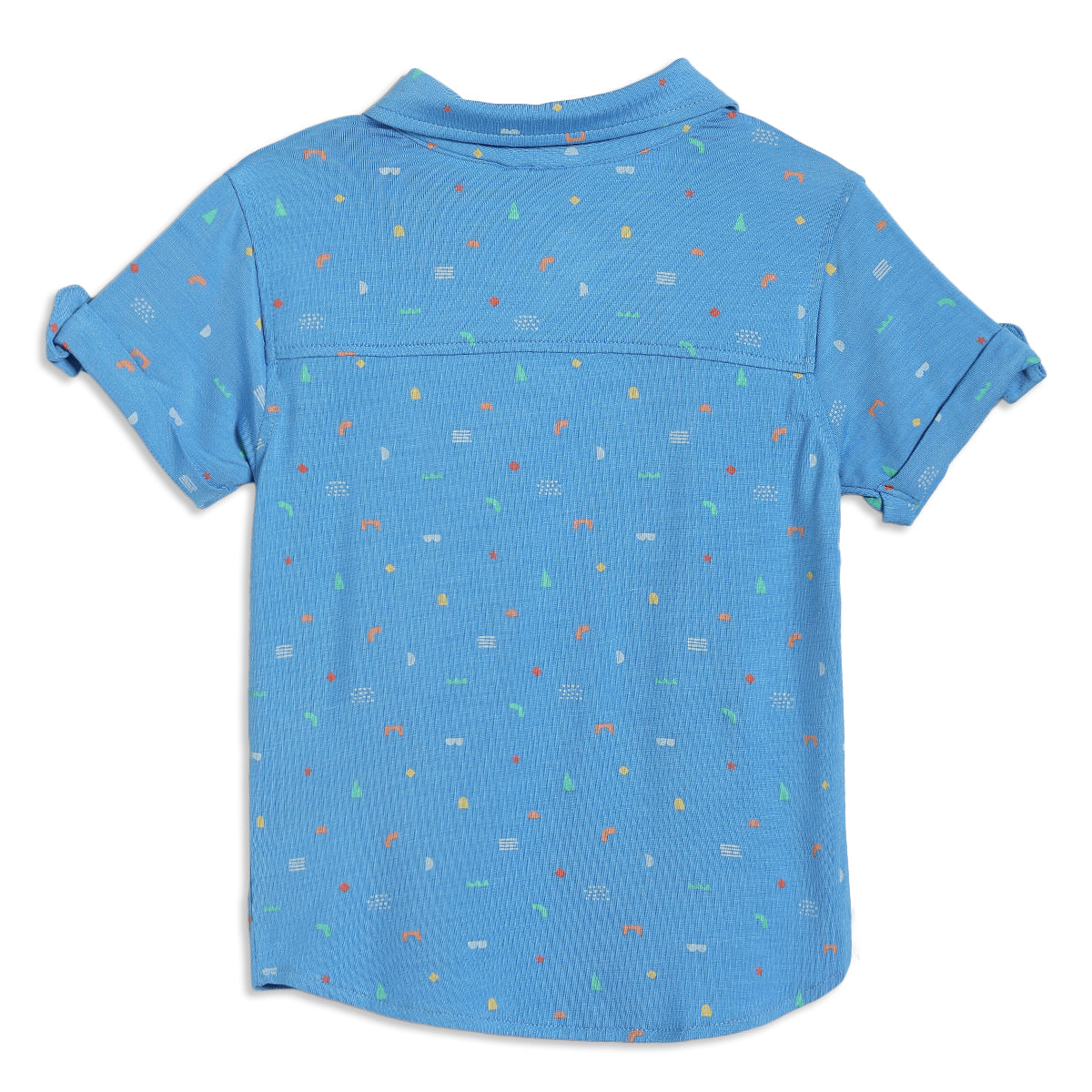 Baby Boys Printed Shirt with Chest Pockets, Blue