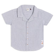 Baby Boys Striped Collared Shirt with Button Closure – Blue & White