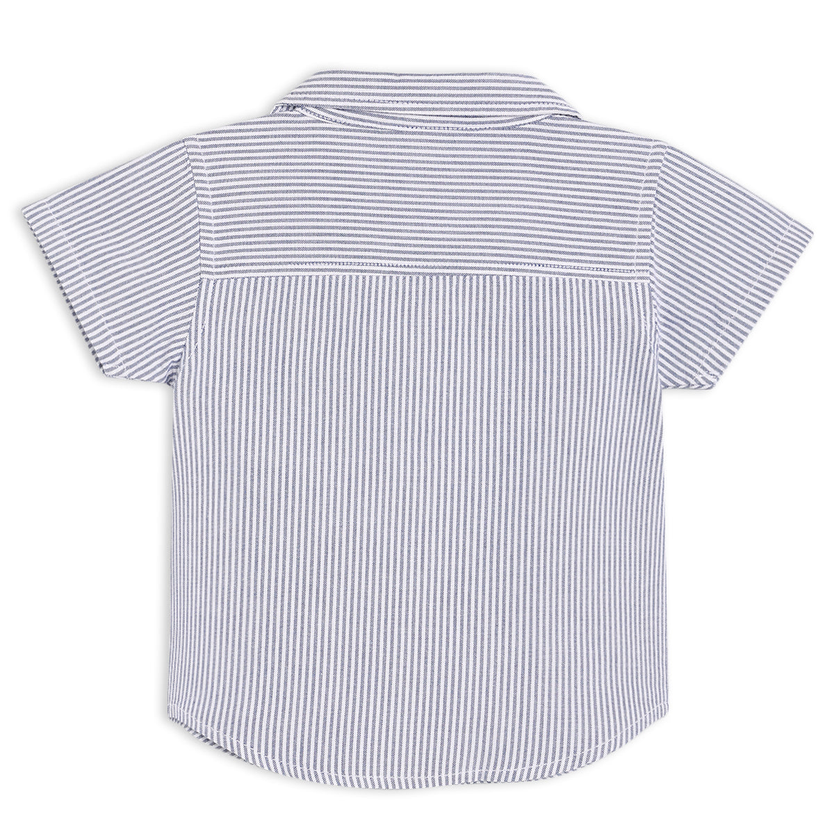 Baby Boys Striped Collared Shirt with Button Closure – Blue & White