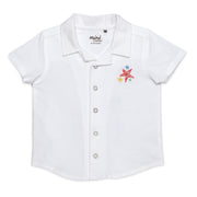 Baby Boys Solid Shirt with Star Embroidery, White