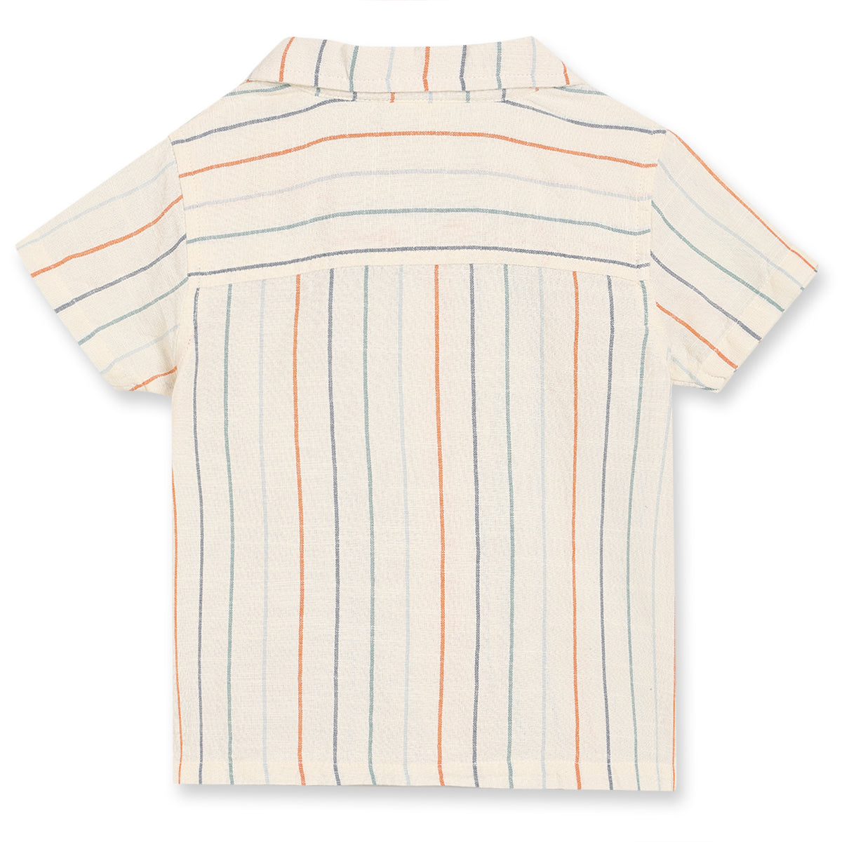 Baby Boys Striped Short Sleeve Shirt with Button Front – Cream