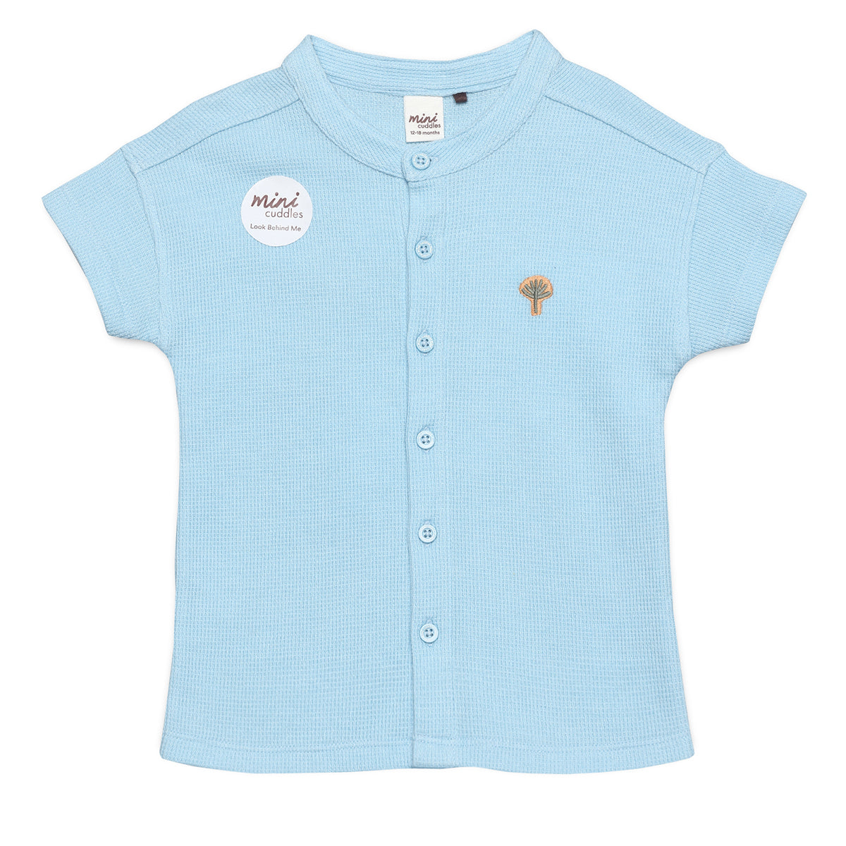 Baby Boys Dinosaur Print Waffle Knit Shirt, Blue