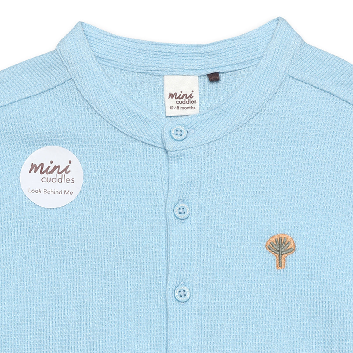 Baby Boys Dinosaur Print Waffle Knit Shirt, Blue