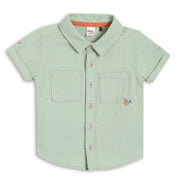 Baby Boys Solid Short Sleeve Shirt with Applique Detail – Mint Green