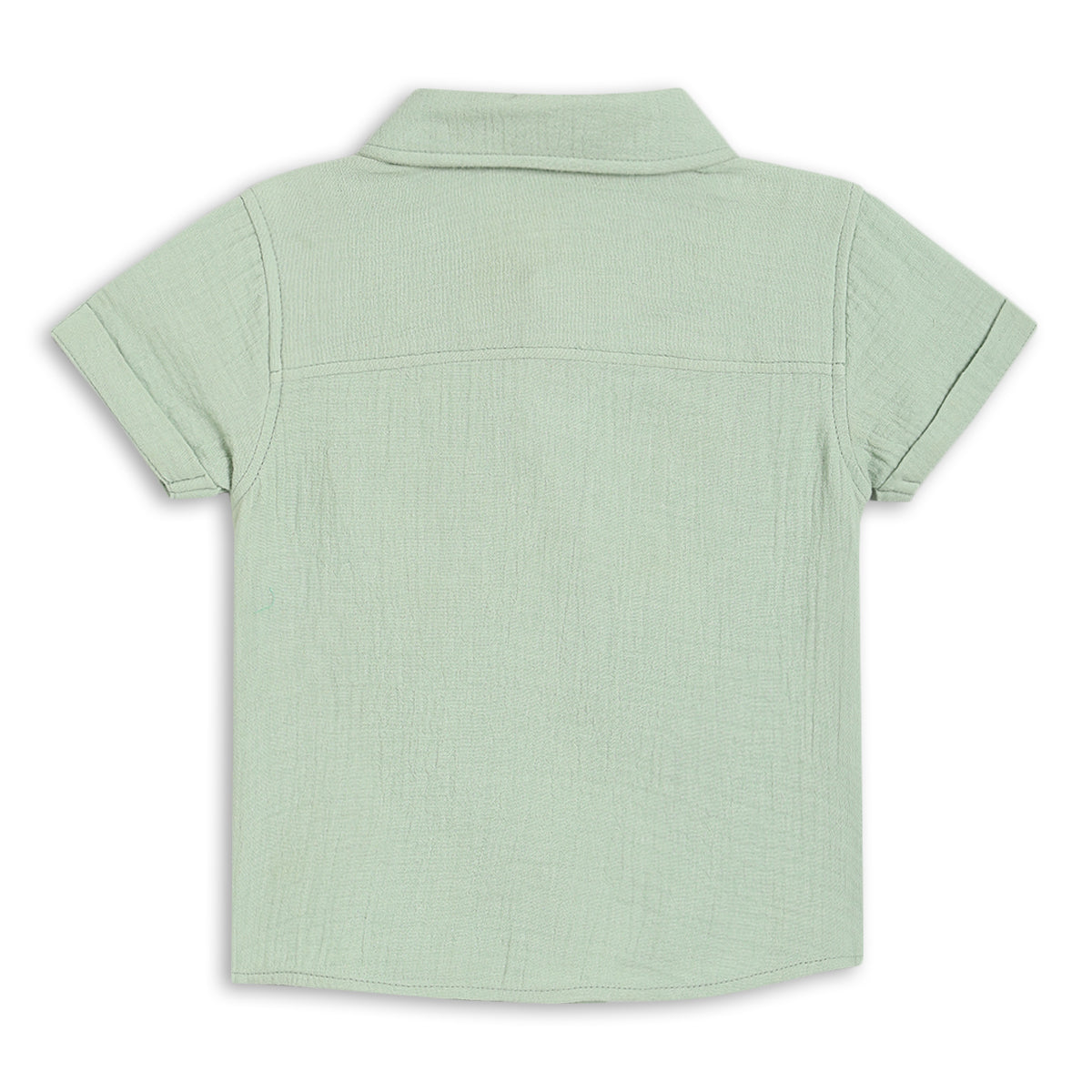 Baby Boys Solid Short Sleeve Shirt with Applique Detail – Mint Green