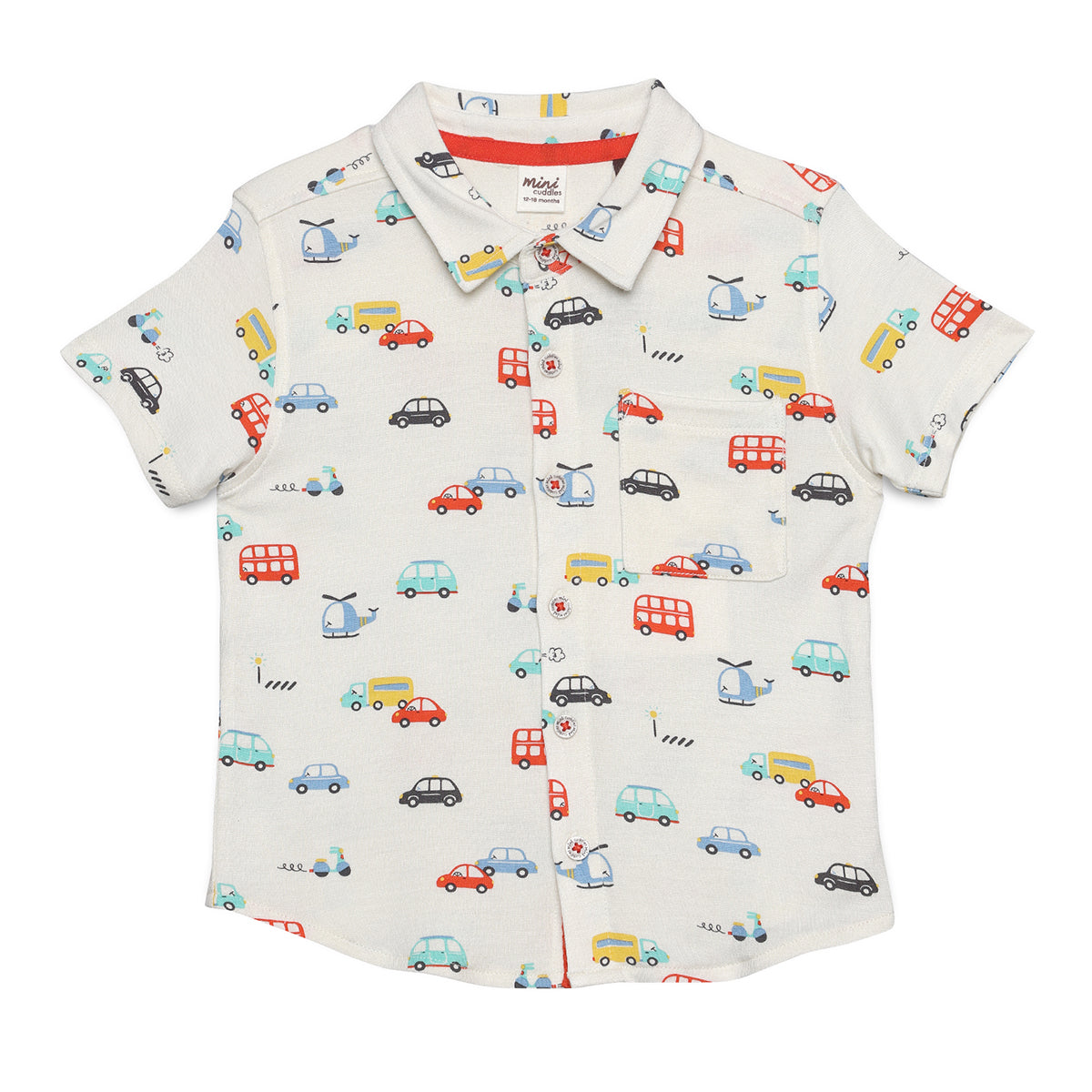 Baby Boys All-Over Vehicle Printed Shirt, Multicolour