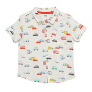 Baby Boys All-Over Vehicle Printed Shirt, White
