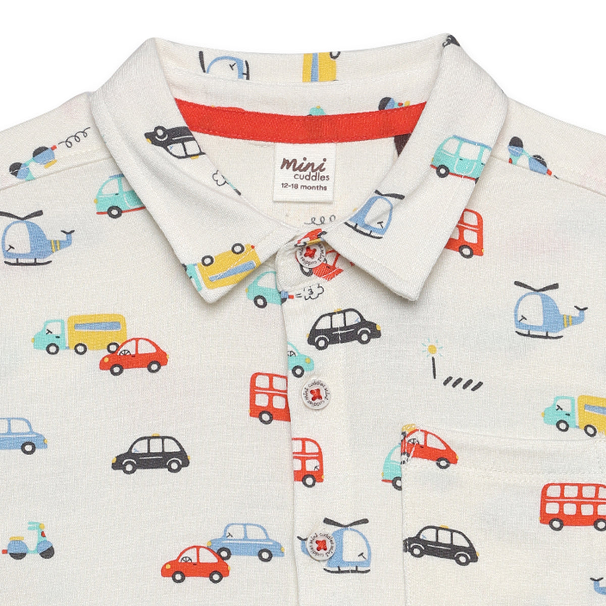 Baby Boys All-Over Vehicle Printed Shirt, White